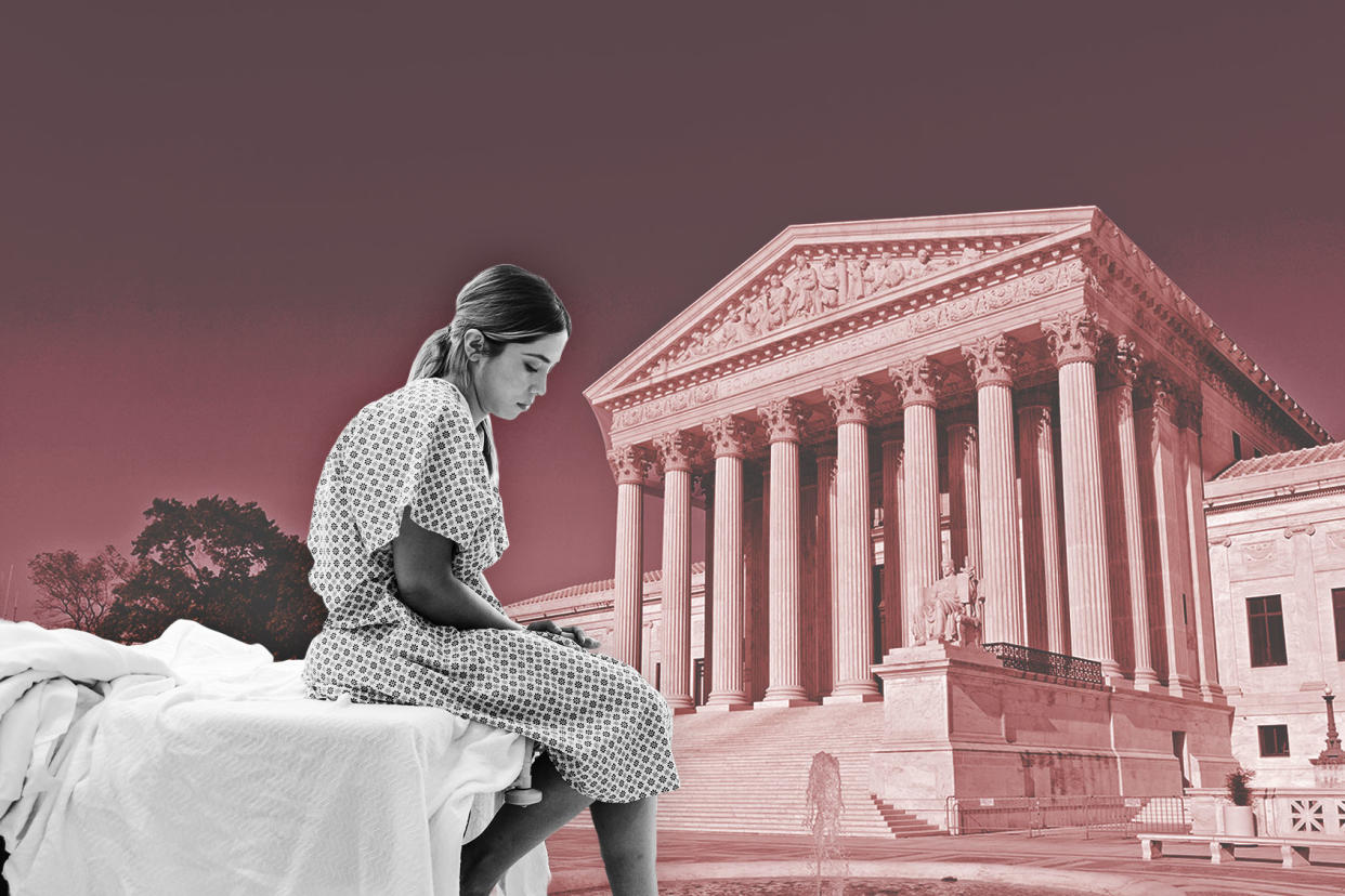 Sad young adult woman patient; US Supreme Court Photo illustration by Salon/Getty Images