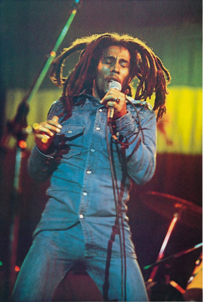 Bob Marley, seen here in an image captured by his longtime photographer Kate Simon, died at age 36 in 1981 but has remained a musical icon.