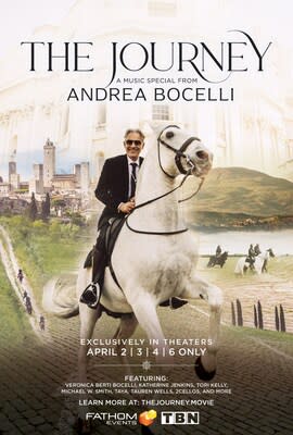 THE JOURNEY: A Music Special from Andrea Bocelli coming to theatres nationwide beginning April 2.