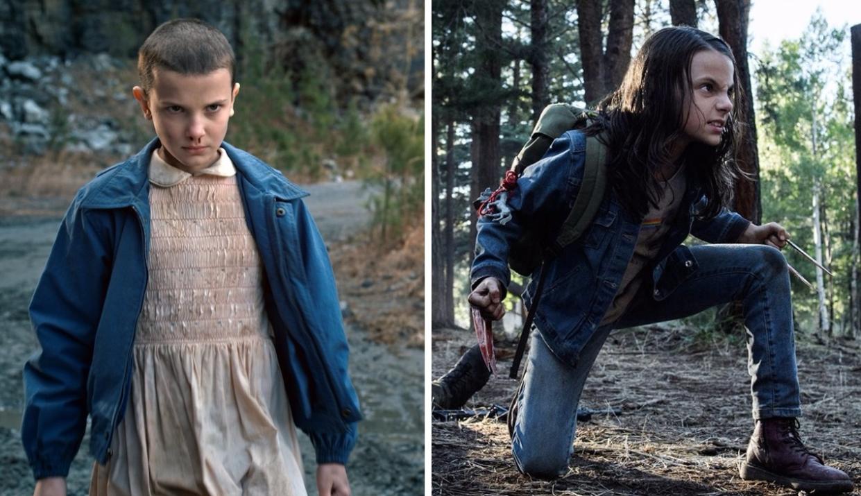 'Stranger Things' star Millie Bobby Brown (left) came close to Dafne Keen's role in 'Logan' (credit: Netflix/20th Century Fox)