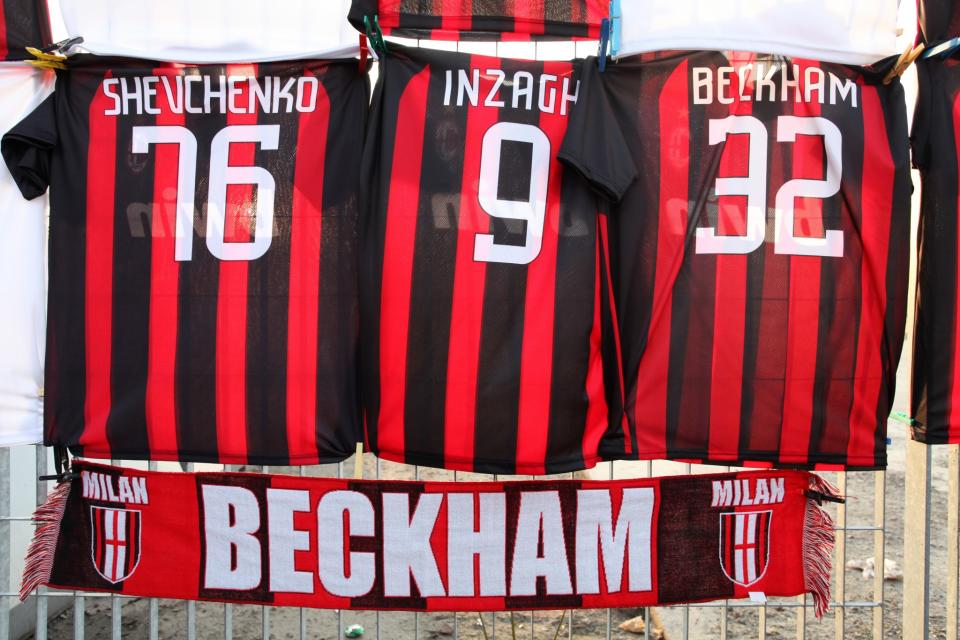 <p>Yep, add this to AC Milan’s rap sheet. England star Beckham moved to Milan on loan in the latter stages of his career. Having changed from number 7 at Manchester United to number 23 at Real Madrid, the winger then took up 32 at Milan. </p>