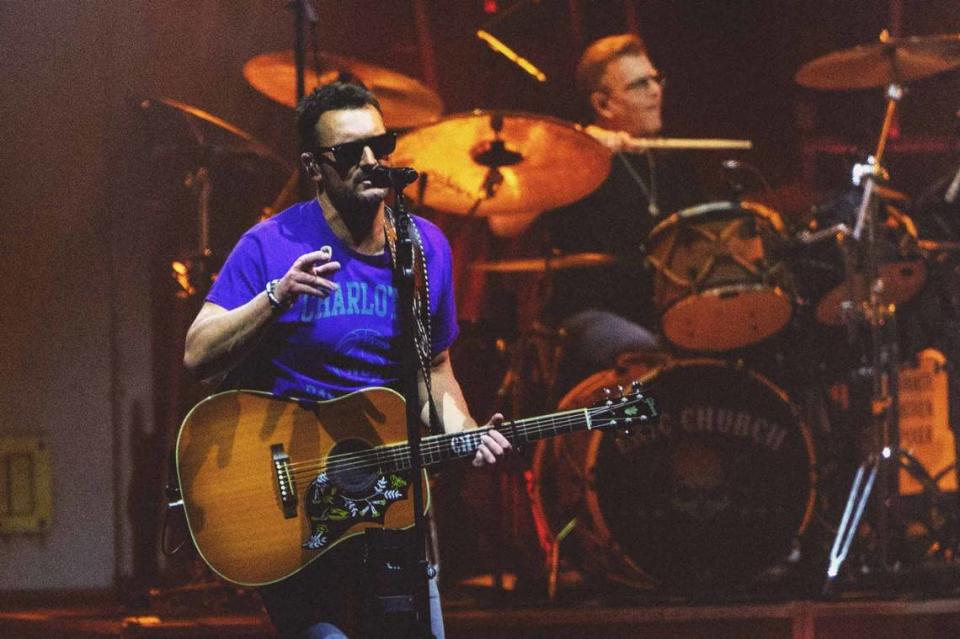 Eric Church performs at PNC Music Pavilion in Charlotte on Saturday night.