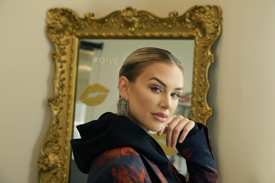 Lala Kent, a cast member of the Bravo reality series "Vanderpump Rules," poses for a portrait at her office in Los Angeles on Tuesday, May 30, 2023. (AP Photo/Chris Pizzello)