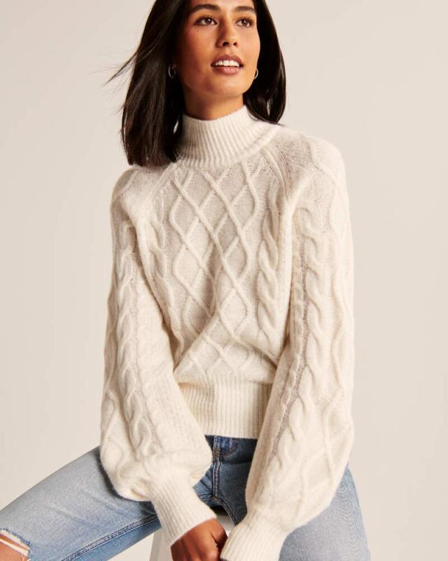 Cozy Fantasy White Ribbed Turtleneck Sweater