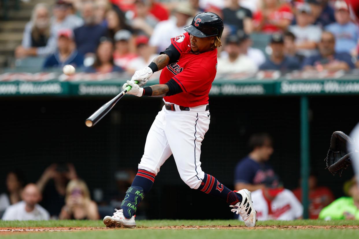 Guardians third baseman Jose Ramirez said his family, and particularly his mom, pushed him to compete in the Home Run Derby. [Ron Schwane/Associated Press]