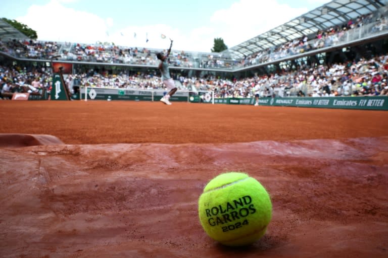 Una pelota oficial del torneo de tenis de Roland Garros, en París, en una imagen del 25 de mayo de 2024 (Anne-Christine Poujoulat)