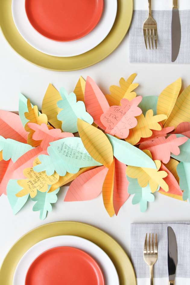 DIY Paper Leaf Thanksgiving Table Runners