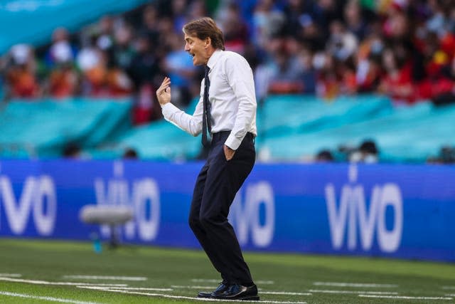 Italy’s manager Roberto Mancini gestures on the touchline