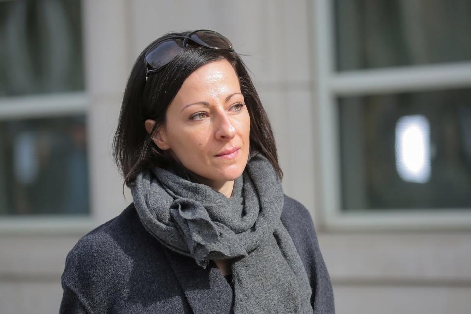 Lauren Salzman, a co defendant in the sex trafficking and racketeering Nxivm cult, departs the Brooklyn Federal Courthouse, following a hearing in New York..JPG