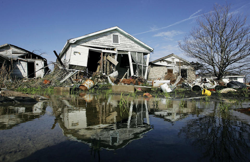 New Orleans’ Lower Ninth Ward in 2006, post-Hurricane Katrina. Pitt’s Make It Right Foundation was formed to build new homes for impacted residents.