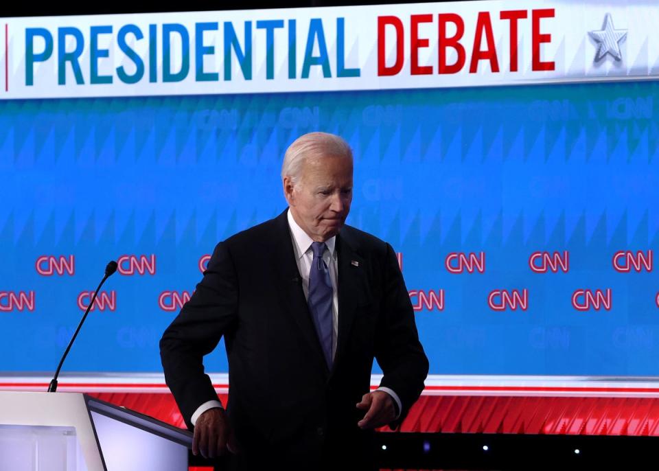 President Joe Biden, walks off stage after the first 2024 presidential debate. Biden could still be replaced as the Democratic nominee, but some experts say that is so far unlikely (Getty)