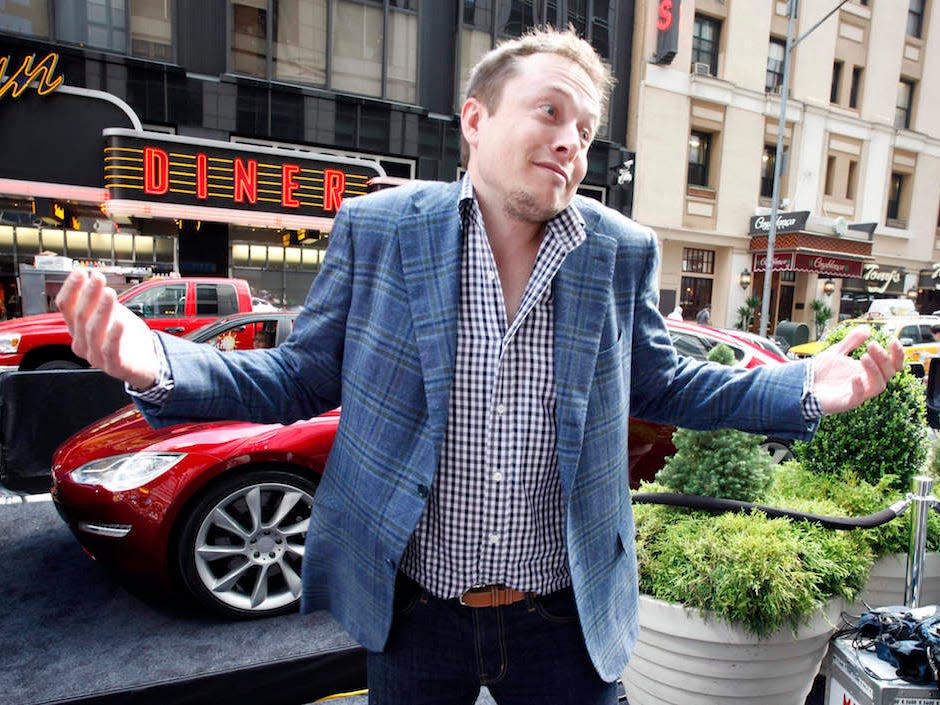 elon musk shrug tesla IPO new york