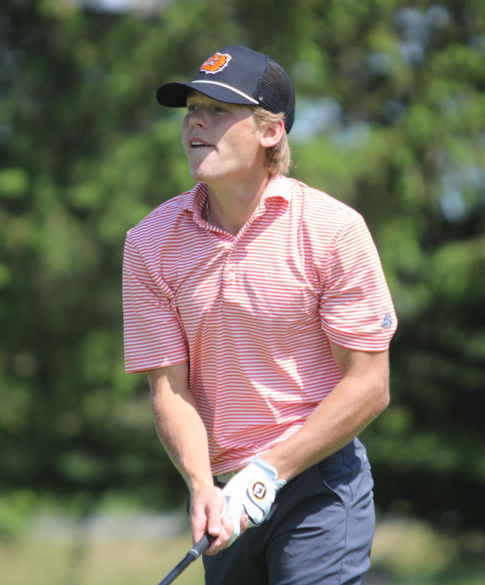 Brighton's Winston Lerch shot 74 to tie for seventh in the Division 1 golf regional Wednesday, May 31, 2023 at Salem Hills Golf Club.