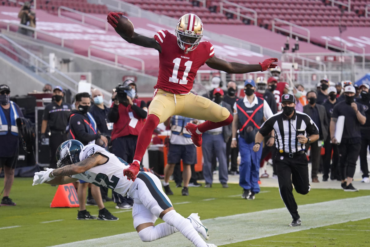 Early candidate for play of the year? Rookie Brandon Aiyuk has a crazy  hurdle for a 49ers TD