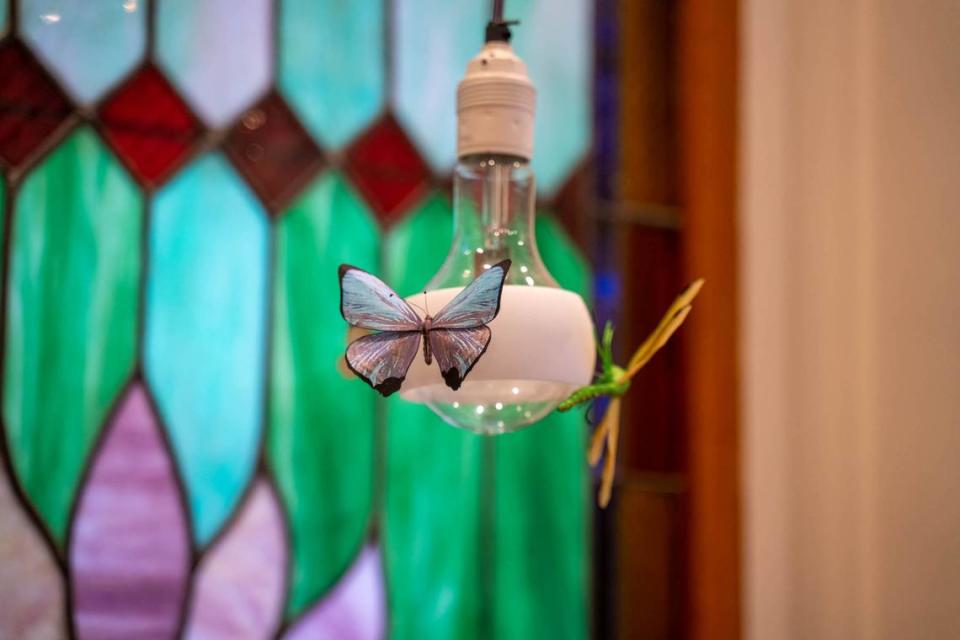 The Fourth Ward home is full of whimsical touches, such as Ingo Maurer’s Johnny B. Butterfly oversized light bulb.