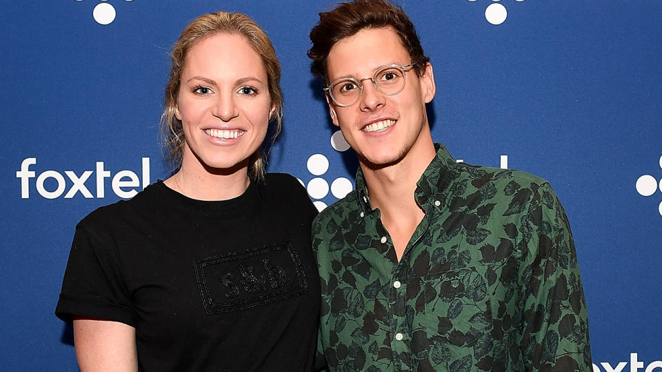 Emily Seebohm and Mitch Larkin arrive at the Jeff Horn Farewell Function at The Caxton Hotel on May 23, 2018 in Brisbane, Australia. (Photo by Bradley Kanaris/Getty Images)