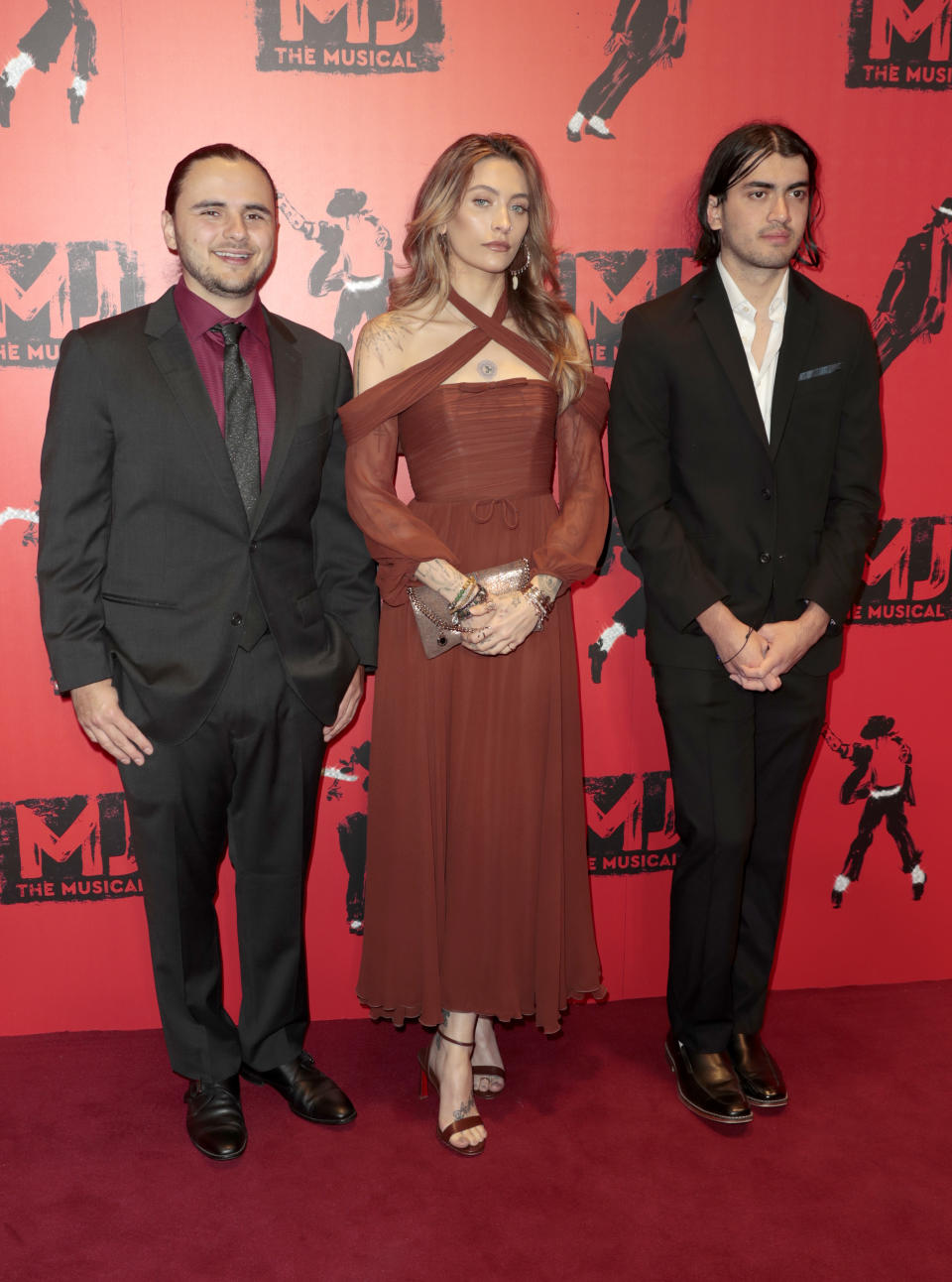 LONDON, ENGLAND - MARCH 27: Prince Jackson, Paris Jackson and Bigi Jackson attend the opening night of "MJ: The Musical" at Prince Edward Theatre on March 27, 2024 in London, England. (Photo by John Phillips/Getty Images)