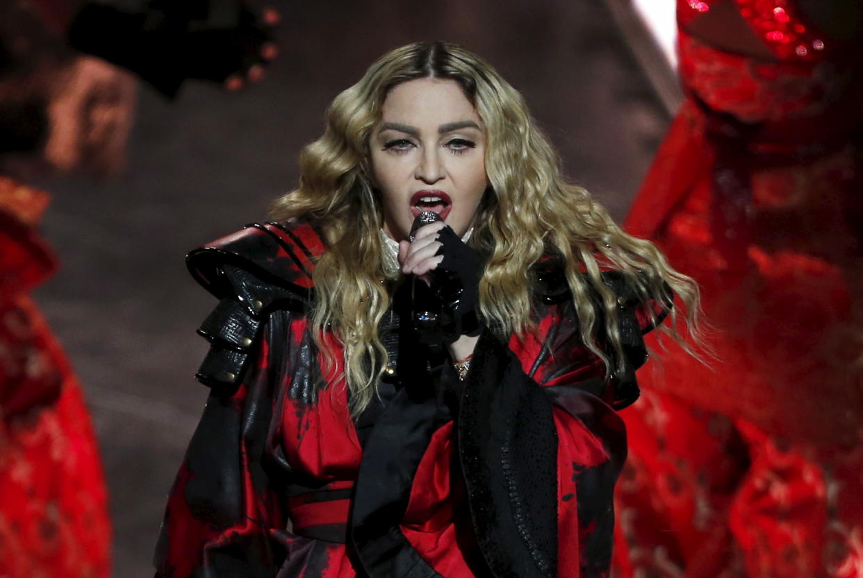 Madonna performs during her Rebel Heart Tour concert at Studio City in Macau, China February 20, 2016.   REUTERS/Bobby Yip/File Photo