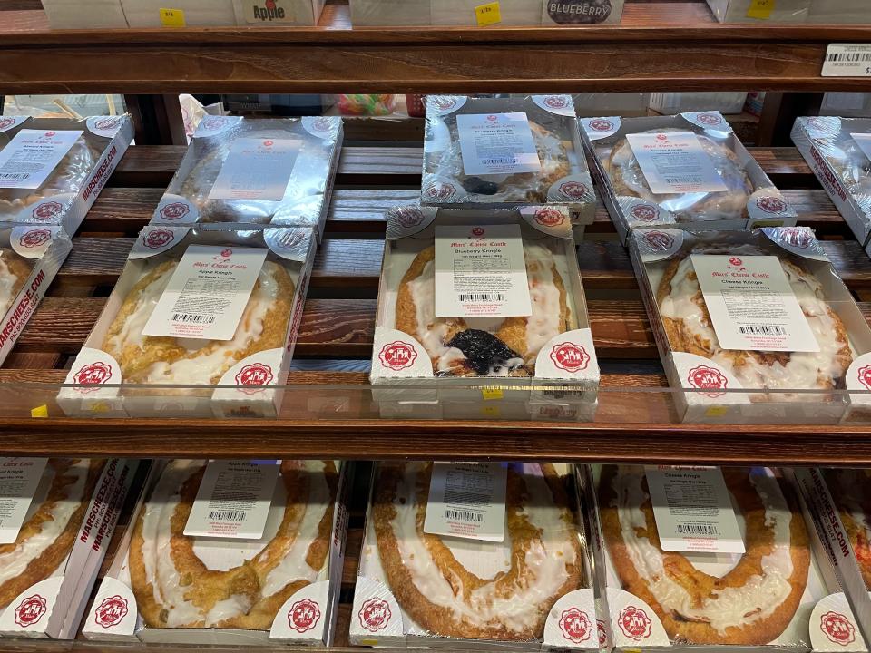 bakery display cases of danish kringle at mars cheese castle in wisconsin