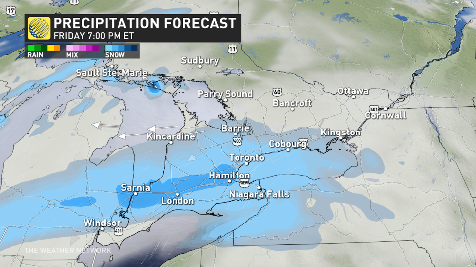 Ontario precip Friday 7pm