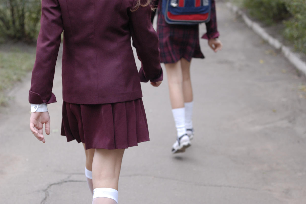 walking schoolgirls