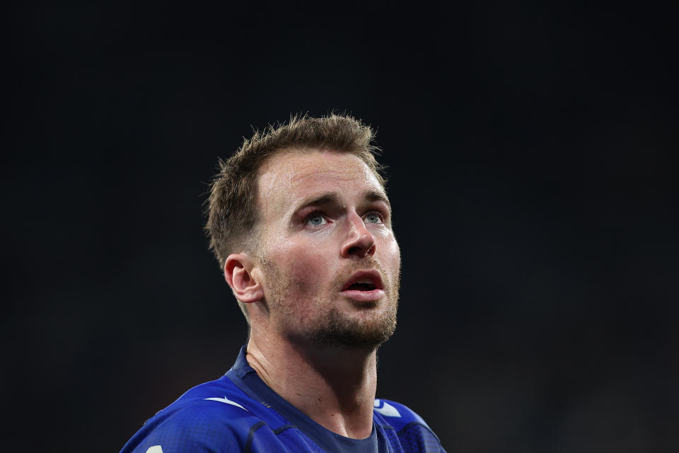 SYDNEY, AUSTRALIA - AUGUST 09: Clint Gutherson of the Eels reacts at full time during the round 23 NRL match between Parramatta Eels and Penrith Panthers at CommBank Stadium, on August 09, 2024, in Sydney, Australia. (Photo by Jeremy Ng/Getty Images)