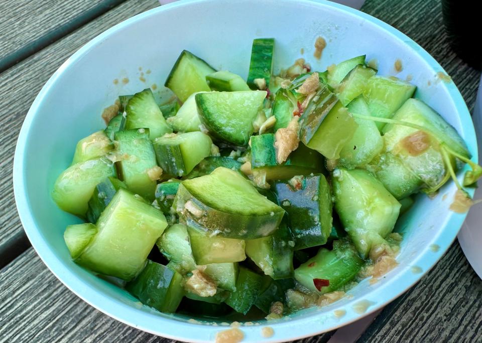 The Asian cucumber salad at Dolphins Waterfront Bar & Grille at Cape Crossing on Merritt Island.