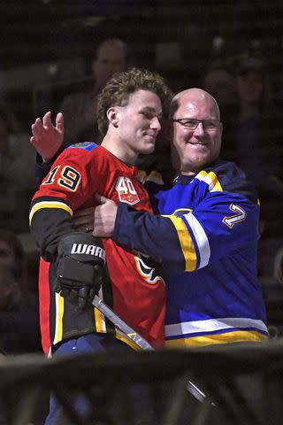 <p>Scott Rovak/NHLI/Getty</p> Matthew Tkachuk and Keith Tkachuk