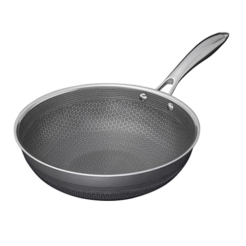 HEXCLAD hexclad 10 inch hybrid stainless steel frying pan with stay-cool  handle - pfoa free, dishwasher and oven safe, non stick, wor