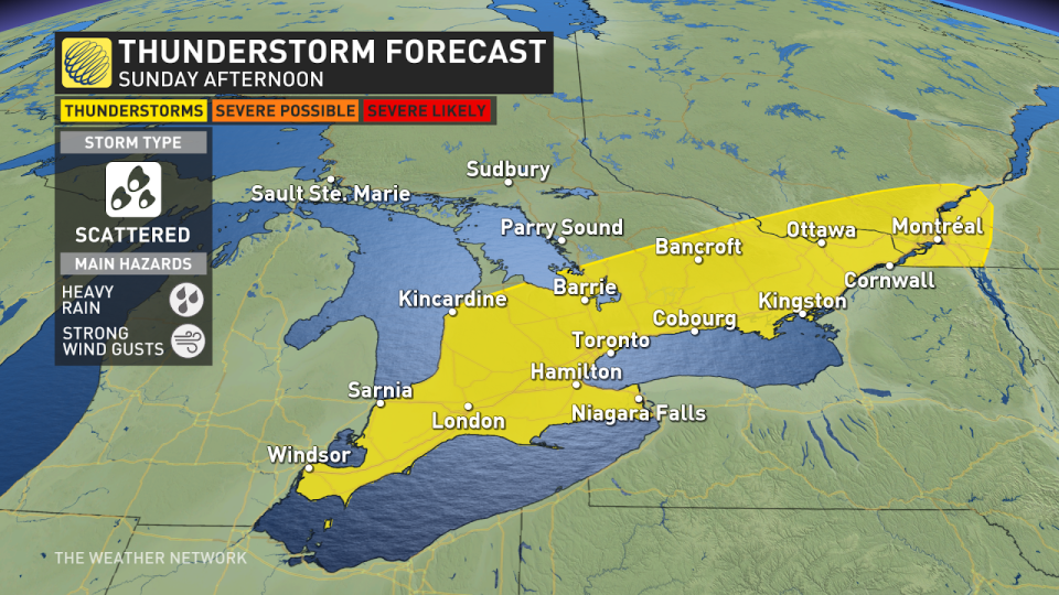 Ontario Thunder Risk Sunday Afternoon