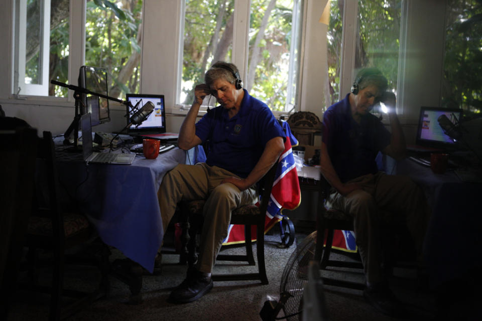 White nationalist Don Black hosts the “Don Black Stormfront” radio show on July 3, 2015, in West Palm Beach, Fla. (Photo: Ryan Stone)