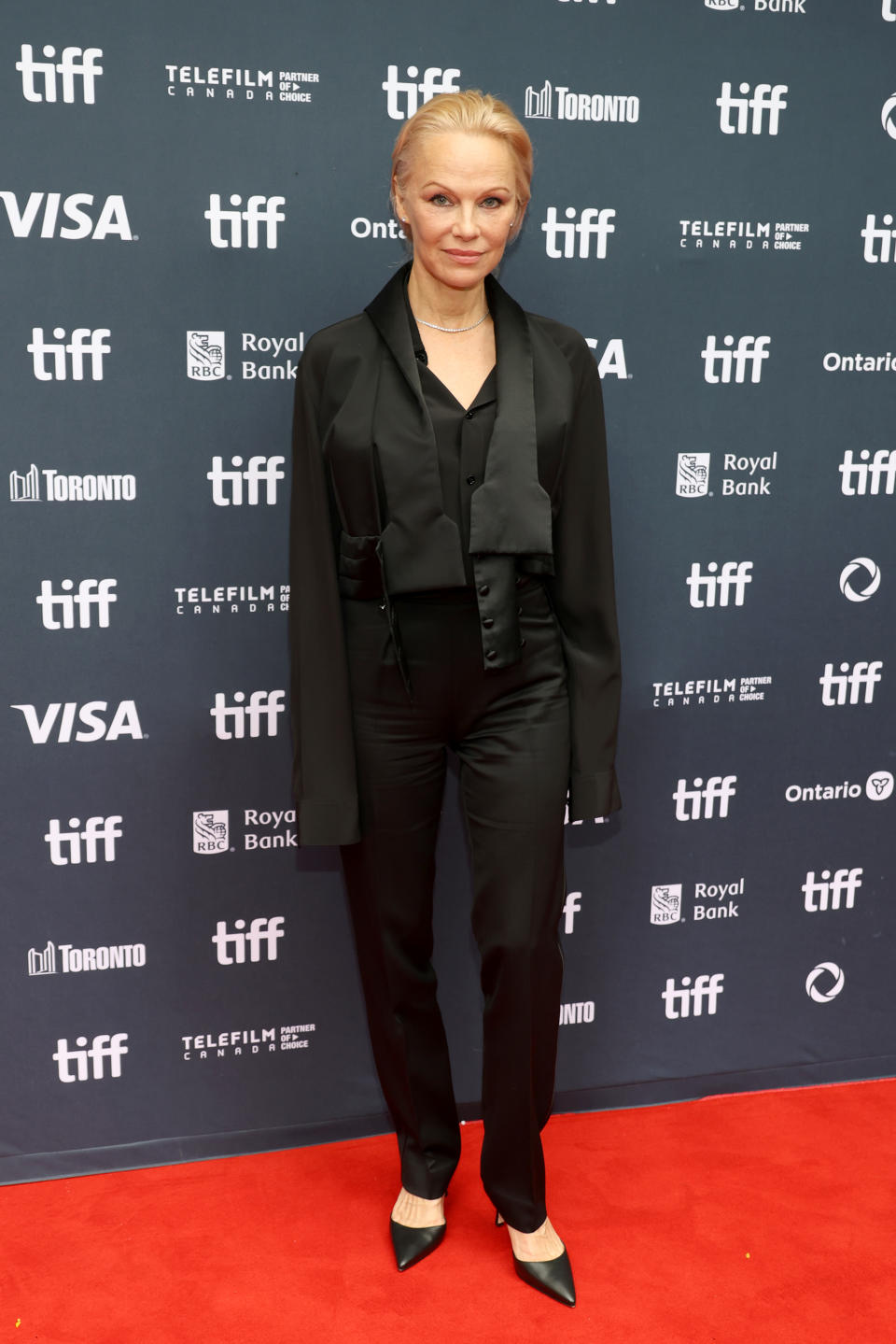 TORONTO, ONTARIO - SEPTEMBER 6: Pamela Anderson attends the premiere of "The Last Showgirl" during the 2024 Toronto International Film Festival at Princess of Wales Theatre on September 6, 2024 in Toronto, Ontario. (Photo by Kayla Oaddams/Getty Images)