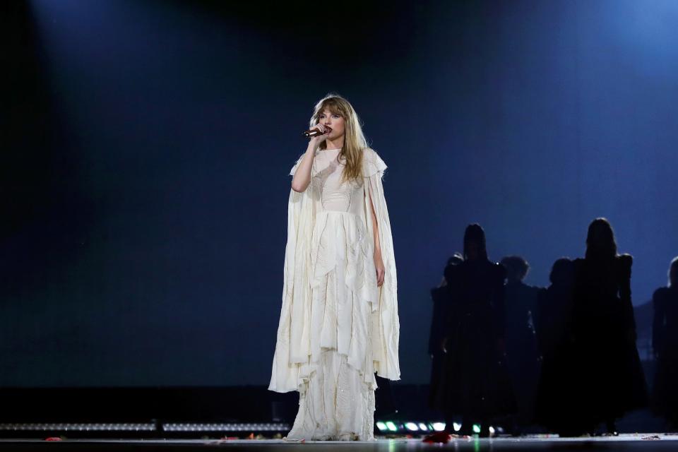 Taylor Swift performs her Eras Tour in Houston, Texas.