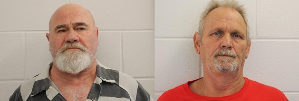 Frankie Gebhard, left, and Bill Moore Sr. have been charged with murder, aggravated assault, aggravated battery and concealing a body. (Photo: Spalding County Sheriffs Department)