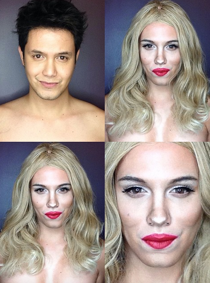 Makeup artist Paolo Ballesteros transforms himself into Scarlett Johansson