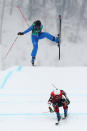 <p>Debora Pixner of Italy crashes with Brittany Phelan of Canada during the Freestyle Skiing Ladies’ Ski Cross 1/8 Finals on day 14 of the PyeongChang 2018 Winter Olympic Games at Phoenix Snow Park on February 23, 2018 in PyeongChang, South Korea.<br> (Photo by Ryan Pierse/Getty Images) </p>