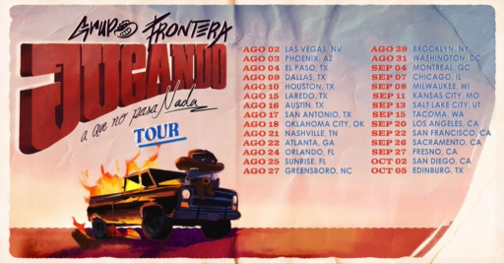 A photo of a poster for Grupo Frontera's latest nationwide tour which will stop at Kansas City's T-Mobile Center.