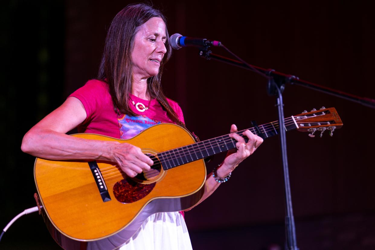 Monica Taylor performs at the Cherokee Language Concert at the Love’s Travel Stops Stage in Oklahoma City, on Saturday, Sept. 23, 2023.