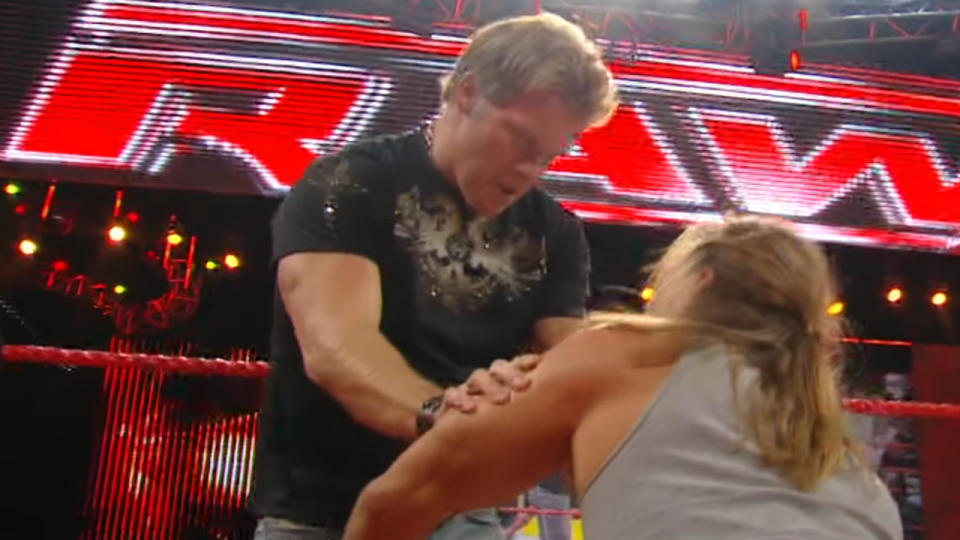 Chris Jericho attacking Shawn Michaels