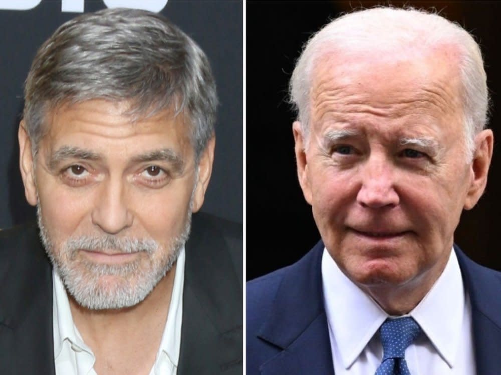 George Clooney (li.) fordert den Rückzug von Joe Biden. (Bild: Kathy Hutchins/Shutterstock.com / Muhammad Aamir Sumsum/Shutterstock.com)