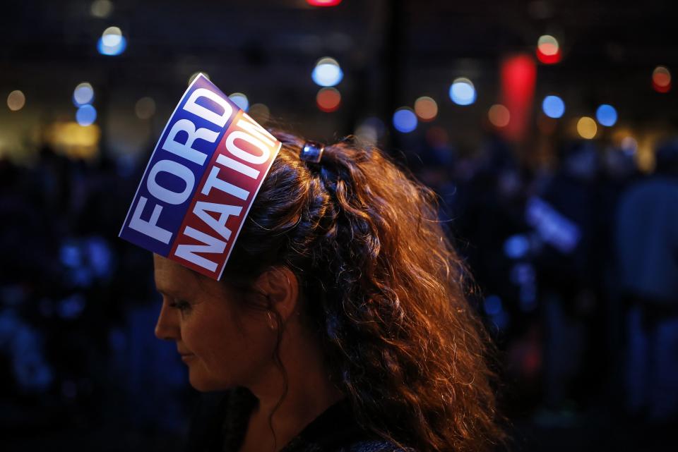 Toronto Mayor Rob Ford supporter Howes poses at Ford's campaign launch party in Toronto