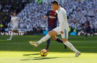 <p>Cristiano Ronaldo displays some fancy footwork </p>