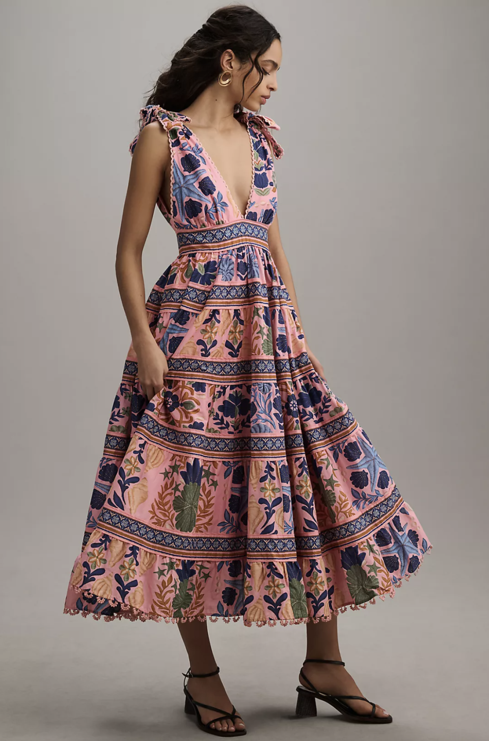 Farm Rio Seashell Tapestry Sleeveless Midi Dress (Photo via Anthropologie)