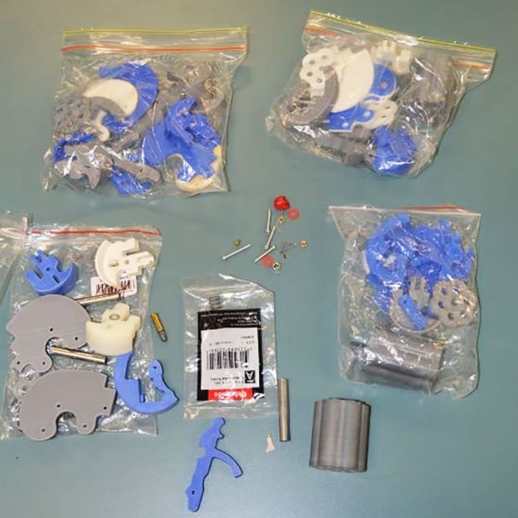 <span class="caption">The parts Wirth printed and stored in bags.</span><br> <span class="attribution"><span class="source">Supplied: Queensland Police Service</span></span>