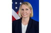 This official undated portrait provided by the U.S. Department of State, shows Ambassador Bridget Brink. President Joe Biden announced on Monday his nomination of Bridget Brink to serve as U.S. ambassador to Ukraine. Brink, a career foreign service officer, has served since 2019 as ambassador to Slovakia. She previously held assignments in Serbia, Cyprus, Georgia and Uzbekistan as well as with the White House National Security Council. The post requires confirmation by the U.S. Senate.(U.S. Department of State via AP)