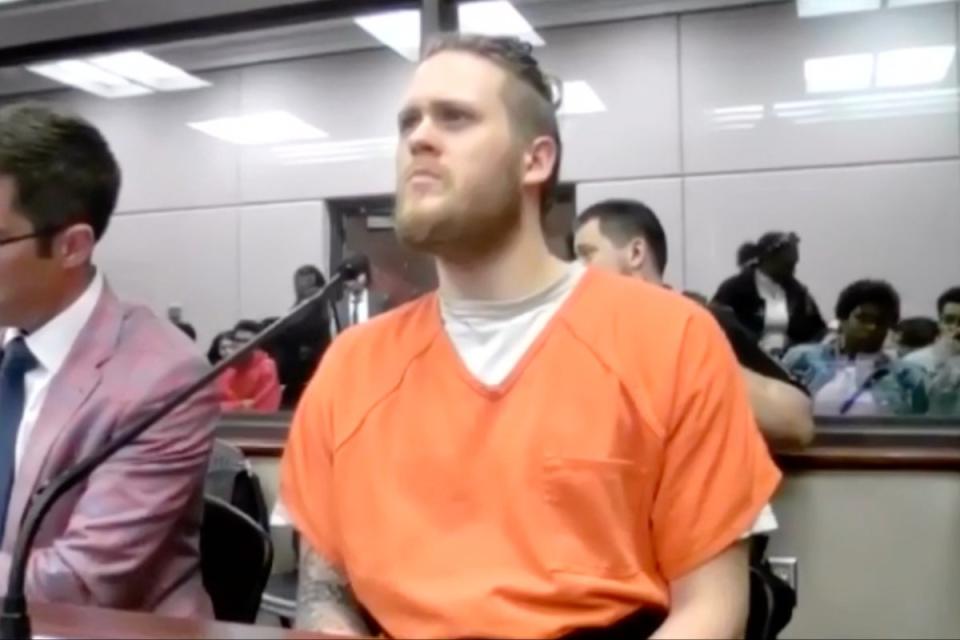 Maxwell Anderson, 33, appears in court in Milwaukee on Monday 22 April over the alleged murder of 19-year-old Sade Robinson (Wisconsin Court Systems livestream)