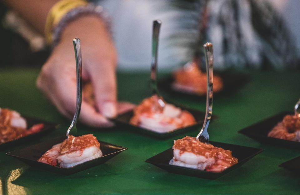 St. Elmo's shrimp cocktail is served up during Zoobilation 2019, 'Night in the Jungle', at the Indianapolis Zoo on Friday, June 14, 2019. The annual fundraising event celebrates the Zoo’s newest animals, sloths and snakes.
