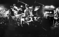 <p>The Allman Brothers Band play for a multitude at the rock festival outside Watkins Glen, N.Y., July 29, 1973. (AP Photo) </p>