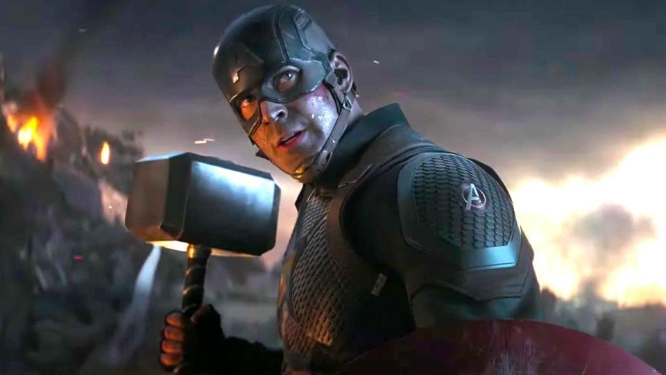 Cap shows he's worthy of Thor's hammer in Avengers: Endgame.