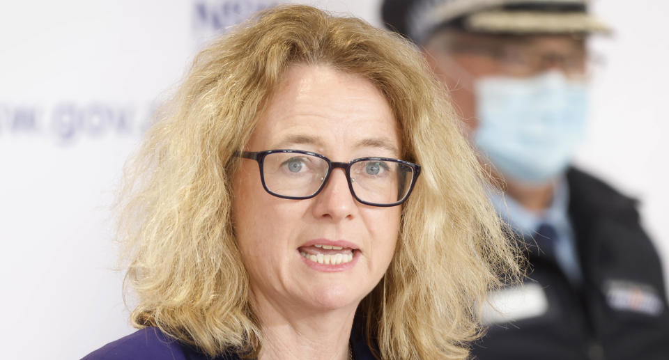 Lung Specialist, Lucy Morgan speaks during a press conference in Sydney, Wednesday, August 25, 2021. Source: AAP